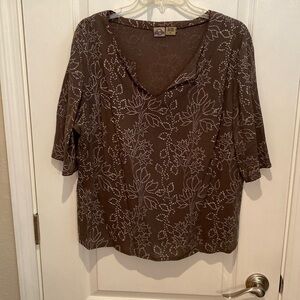 Shaver Lake Khaki Floral Blouse - XL